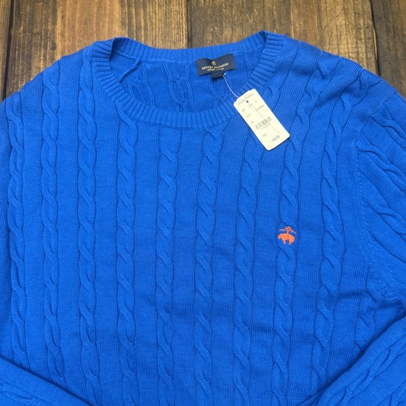Brooks Brothers XXL Blue Supima Cotton Cable Knit Crew Neck Sweater NWT - Picture 4 of 7